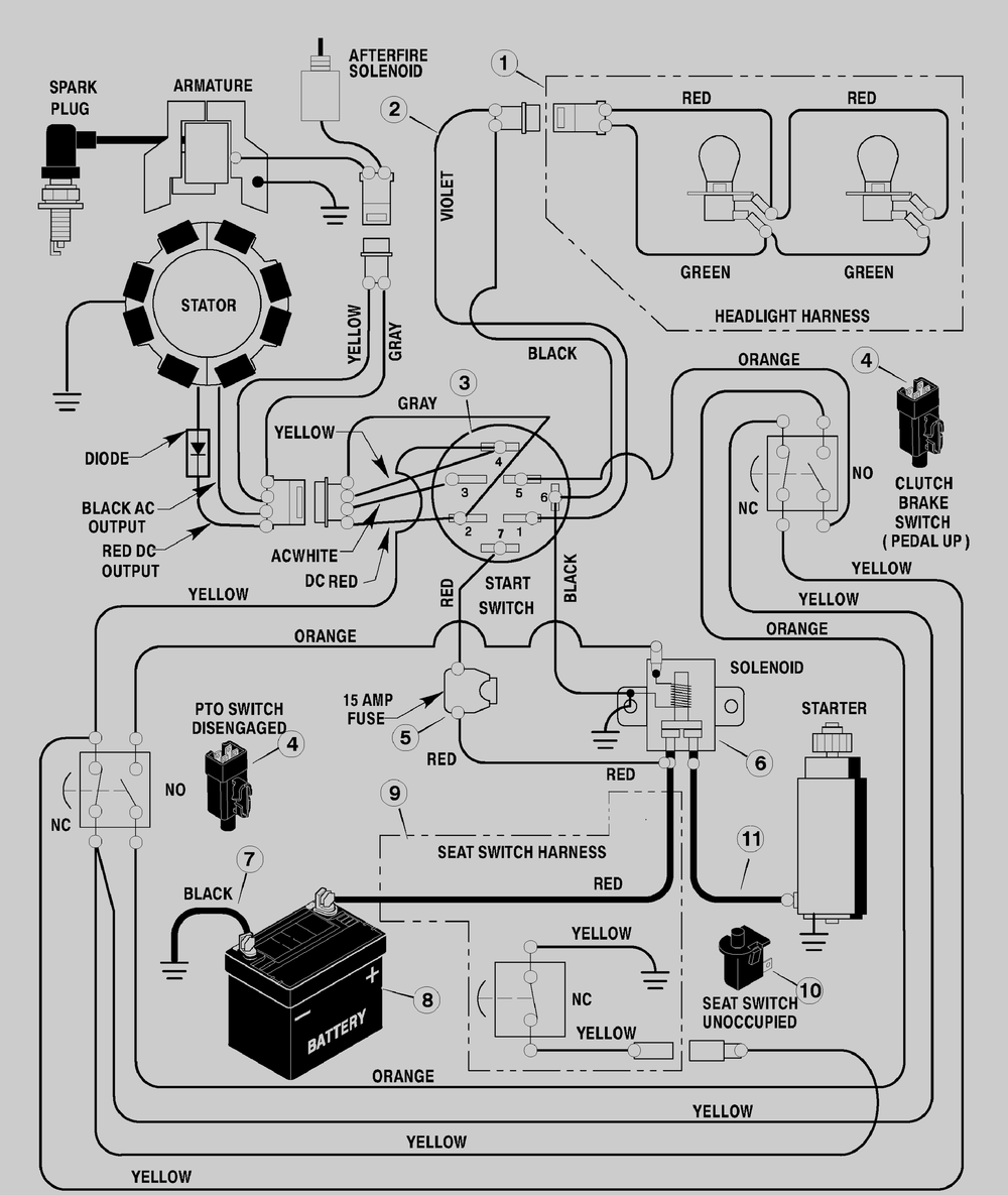 Electrical System Diagram and Parts List for 465605X48A 2003 Briggs and Stratton Lawn Tractor